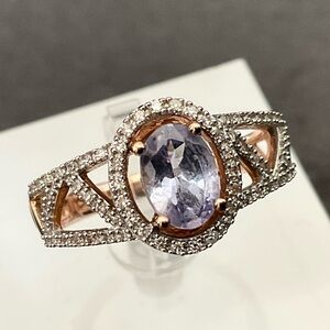 10K rose gold tanzanite and diamonds ring